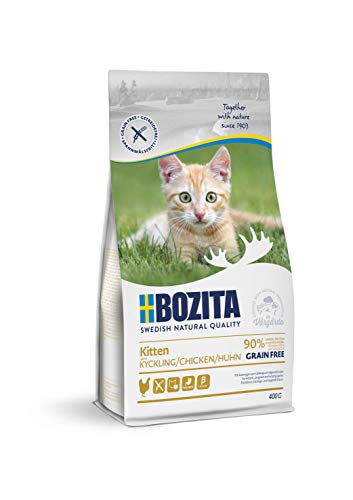 Bozita Kitten Getreidefrei Huhn – 400g Trockenfutter für junge Katzen & säugende Muttertiere - unterstützt Wachstum & Gesundheit mit 34% Protein- und 20% Fettgehalt - für einen gesunden Magen von Bozita