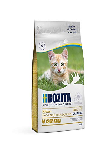 Bozita Kitten Getreidefrei Huhn – 10 kg Trockenfutter für junge Katzen & säugende Muttertiere - unterstützt Wachstum & Gesundheit mit 34% Protein- und 20% Fettgehalt - für einen gesunden Magen von Bozita