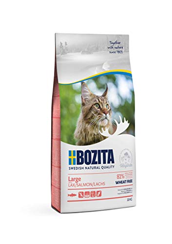BOZITA Large Weizenfrei Lachs - Trockenfutter für erwachsene Katzen großer Rassen, 10 kg von Bozita
