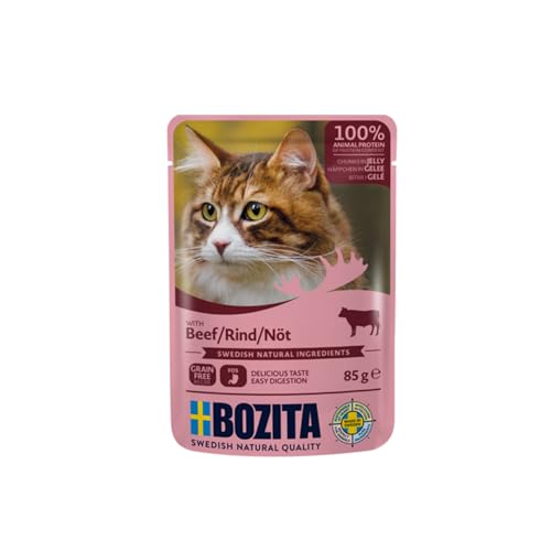 BOZITA Nassfutter Häppchen in Gelee mit Rind 12x85g Pouch Portionsbeutel - getreidefrei - für erwachsene Katzen - Alleinfuttermittel BOZITA Nassfutter Häppchen in Gelee mit Rind 12x85g Pouch Portionsbeutel - getreidefrei - für erwachsene Katzen - Alleinfuttermittel von Bozita