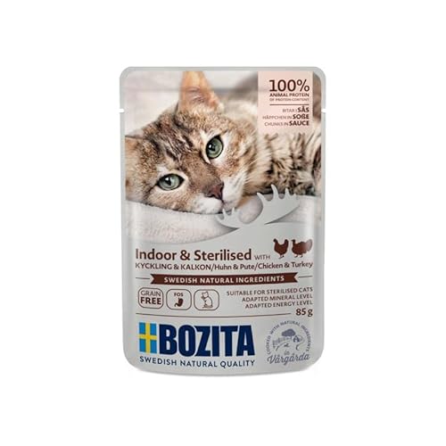 Bozita Cat Indoor & Sterilised Häppchen in Soße Huhn & Pute | 12x 85g von Bozita