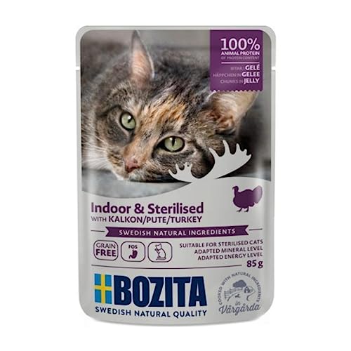 Bozita Cat Pouch Häppchen in Gelee Indoor&sterilised Pute | 12 x 85 g von Bozita
