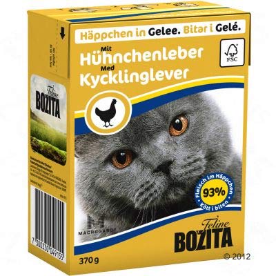 Bozita Chunks in Jelly Mega-Pack Getreidefreies komplettes Nassfutter für stärkeres Immunsystem, klarere Sicht, glänzendes und weiches Fell - Hühnerleber, 32 x 370 g Bozita Chunks in Jelly Mega-Pack Getreidefreies komplettes Nassfutter für stärkeres Immunsystem, klarere Sicht, glänzendes und weiches Fell - Hühnerleber, 32 x 370 g von Bozita