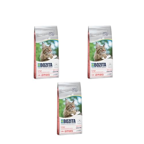 Bozita - Feline Large - Salmon Wheat Free | 3er Pack | 3 x 400 g | Getreidefreies Trockenfutter für Katzen mit Lachs | Alleinfuttermittel für Katzen von Bozita