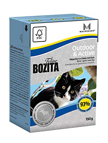 BOZITA Häppchen in Gelee Nassfutter Outdoor&Active - 16 x 190 g - nachhaltig produziertes Katzenfutter für erwachsene aktive Katzen mit Ausgang - Alleinfuttermittel von Bozita