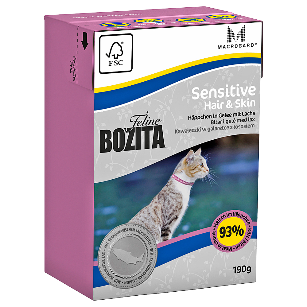 Bozita Feline in Tetra Recart Verpackung 6 x 190 g - Hair & Skin - Sensitive von Bozita