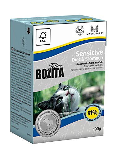 BOZITA Diet & Stomach Jelly Snack, Nassfutter für Erwachsene, magenempfindliche Katzen, nachhaltig hergestelltes Katzenfutter für Erwachsene, Alleinfutter, 1 x 190 g von Bozita