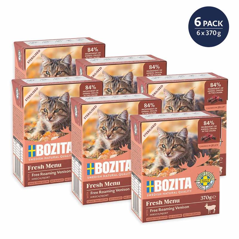 Bozita Häppchen in Gelee Sterilised mit Hirsch 6x370 g von Bozita
