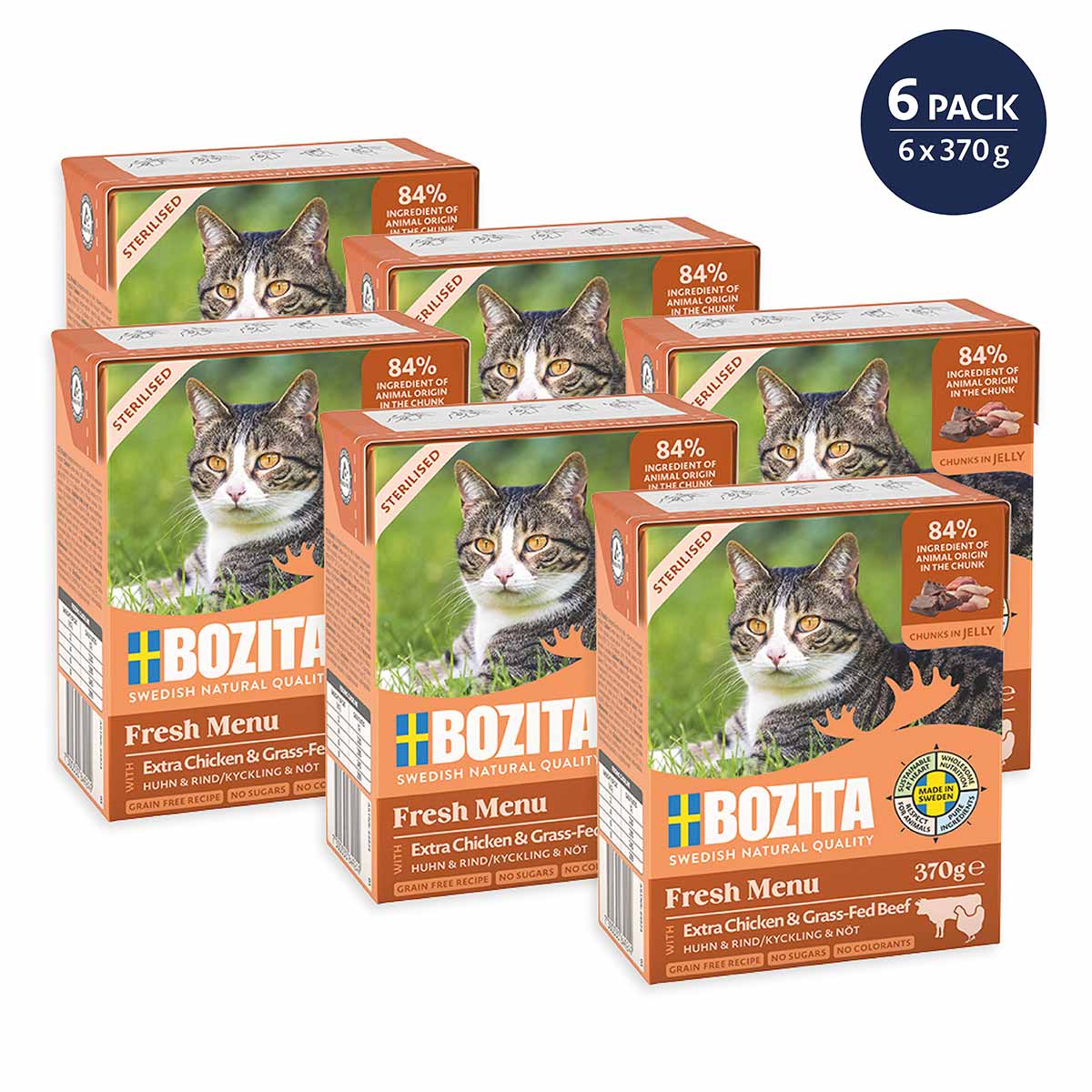 Bozita Häppchen in Gelee Sterilised mit Huhn & Rind 6x370 g von Bozita