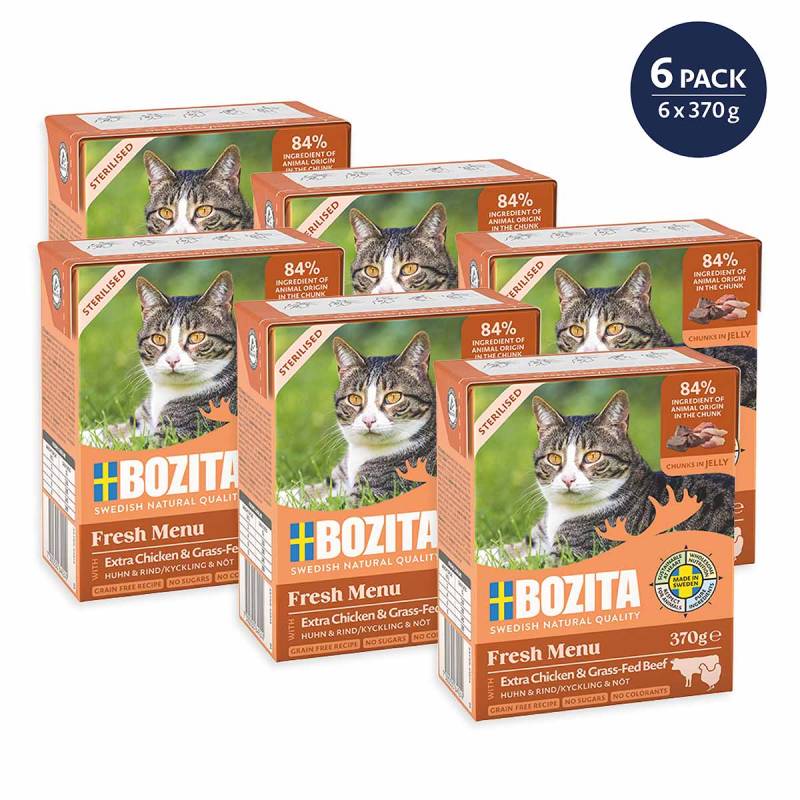 Bozita Häppchen in Gelee Sterilised mit Huhn & Rind 6x370 g von Bozita