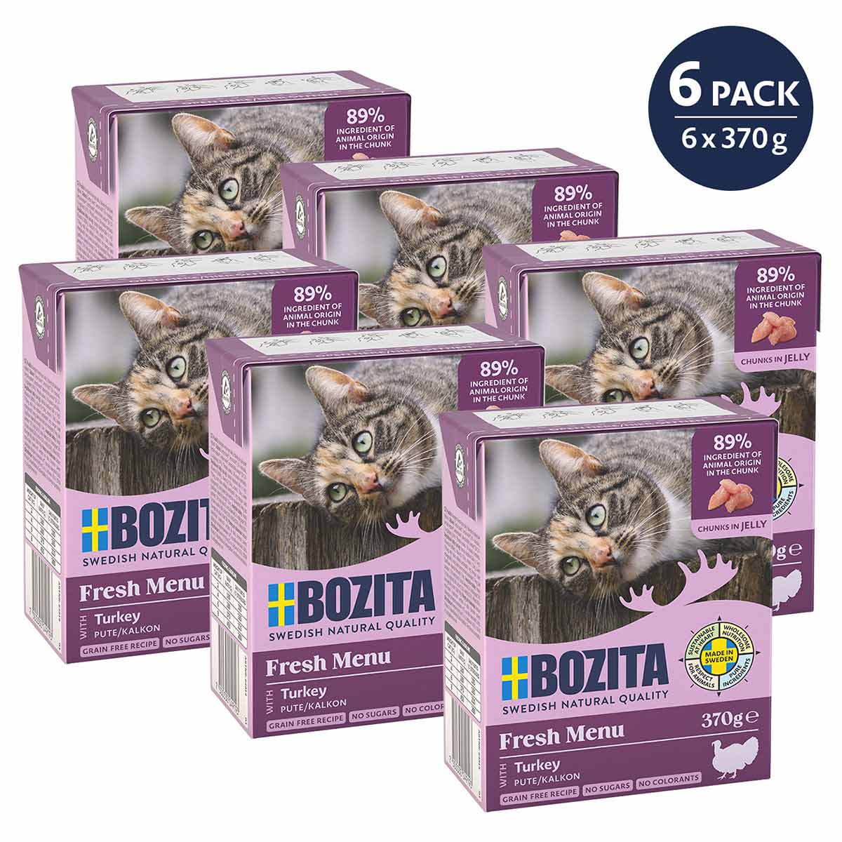 Bozita Häppchen in Gelee mit Pute 6x370 g Bozita Häppchen in Gelee mit Pute 6x370 g von Bozita