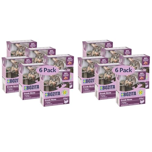 Bozita Häppchen in Gelee mit Pute Multibox 6x370g im Tetra (Packung mit 2) von Bozita