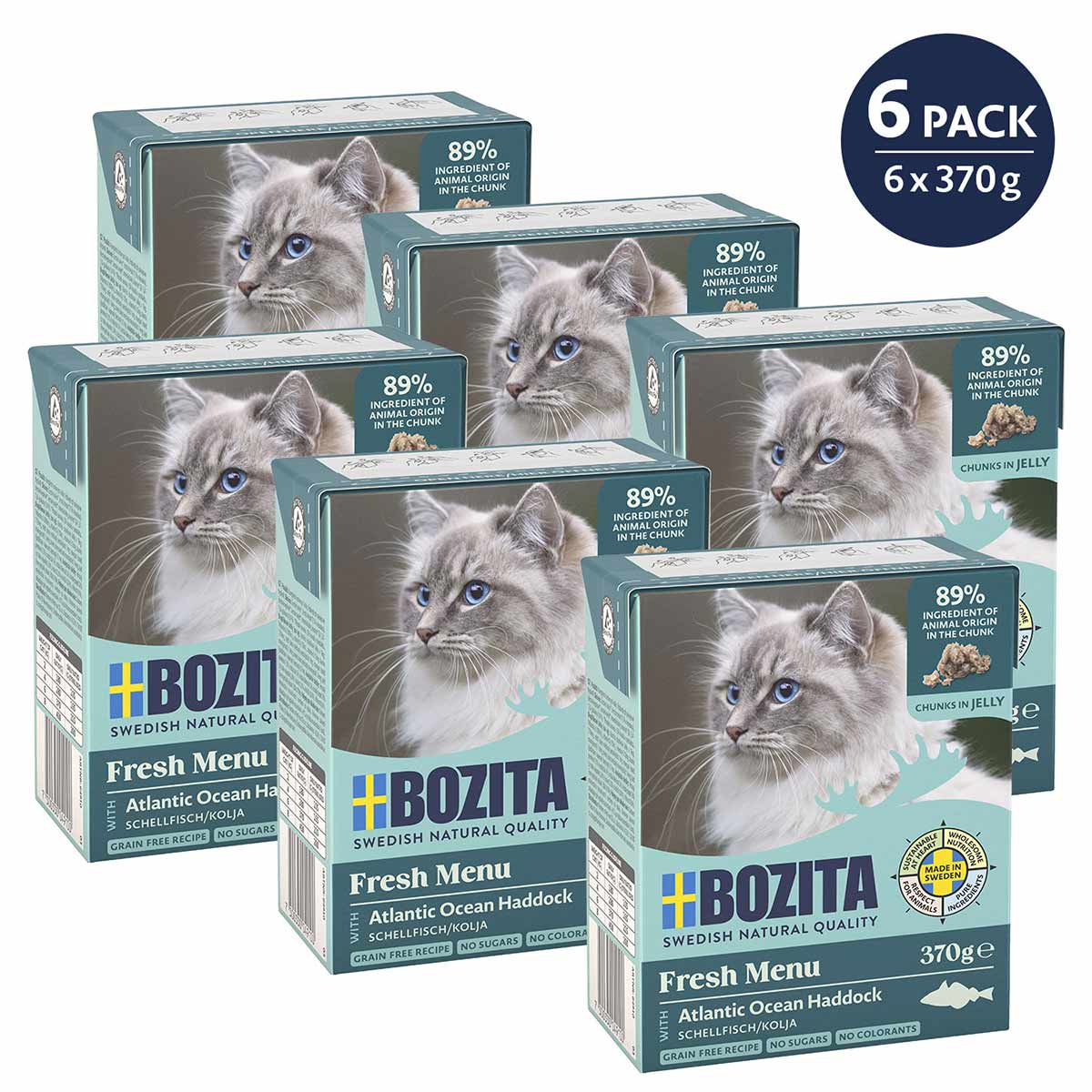 Bozita Häppchen in Gelee mit Schellfisch 6x370 g Bozita Häppchen in Gelee mit Schellfisch 6x370 g von Bozita