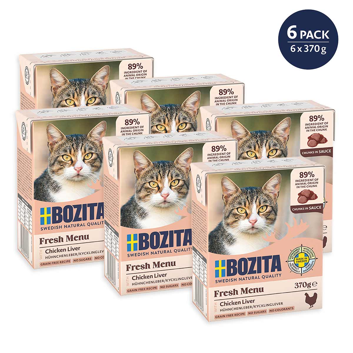 Bozita Häppchen in Sauce mit Hühnchenleber 6x370 g von Bozita