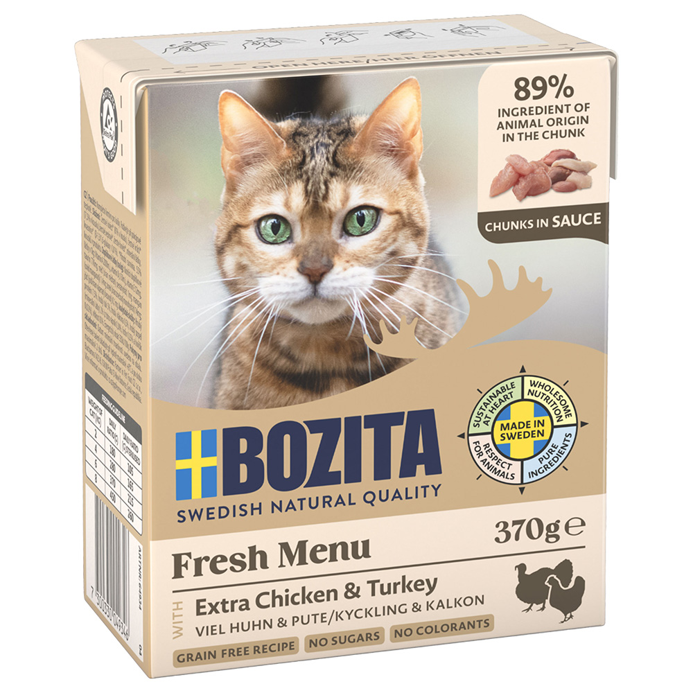 Bozita Tetra Häppchen in Soße 6 x 370 g - Hühnchen und Pute von Bozita