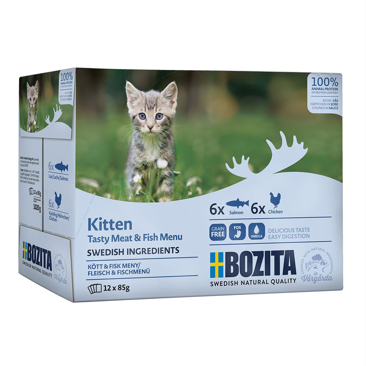 Bozita Häppchen in Soße Multibox Fisch&Fleisch Kitten 12x85g von Bozita