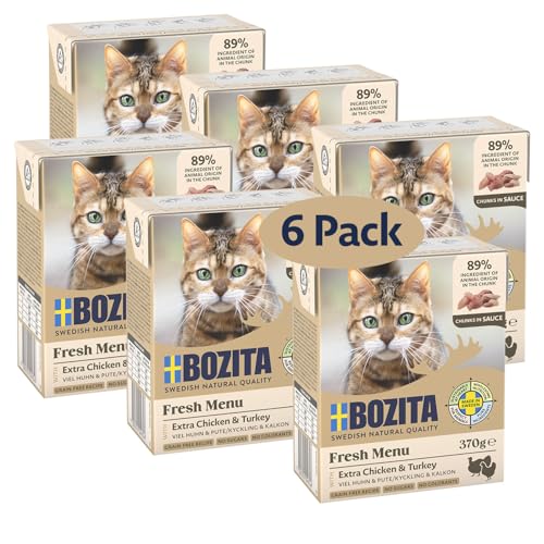 Bozita Häppchen in Soße mit Hühnchen & Pute Multibox 6x370g im Tetra von Bozita