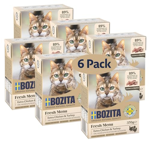 Bozita Häppchen in Soße mit Hühnchen & Pute Multibox 6x370g im Tetra von Bozita