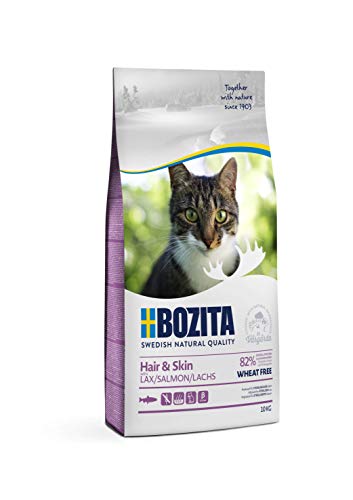 BOZITA Hair & Skin Weizenfrei mit Lachs - Trockenfutter für erwachsene Katzen, dass Haut- und Fellpflege unterstützt, 10 kg von Bozita