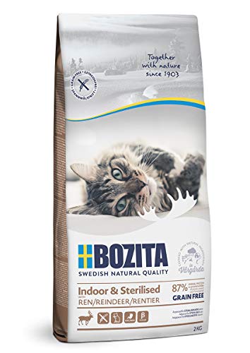 BOZITA Indoor & Sterilised Getreidefrei mit Rentier - Trockenfutter für erwachsene hauptsächlich drinnen lebende Katzen, 2 kg von Bozita