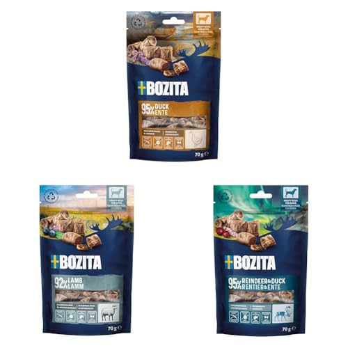 Bozita Meaty Bites Hundesnack Bundle – 3 x 70 g getreidefreie Hundeleckerlies ohne Huhn & Glyzerin – schmackhafte Dog Treats, ideal als Leckerli für Hunde beim Training & zur Belohnung Bozita Meaty Bites Hundesnack Bundle – 3 x 70 g getreidefreie Hundeleckerlies ohne Huhn & Glyzerin – schmackhafte Dog Treats, ideal als Leckerli für Hunde beim Training & zur Belohnung von Bozita