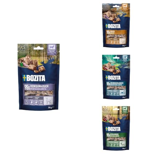 Bozita Meaty Bites Hundesnack Ente Bundle – 4 x 70 g getreidefreie Hundeleckerlies ohne Huhn & Glyzerin – schmackhafte Dog Treats, ideal als Leckerli für Hunde beim Training & zur Belohnung Bozita Meaty Bites Hundesnack Ente Bundle – 4 x 70 g getreidefreie Hundeleckerlies ohne Huhn & Glyzerin – schmackhafte Dog Treats, ideal als Leckerli für Hunde beim Training & zur Belohnung von Bozita