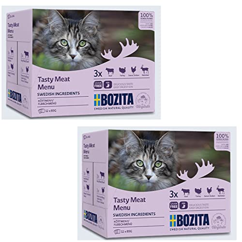 Bozita Multibox Tasty - Meat - Menu Katzenfutter - Doppelpack - 2 x 12 x 85g von Bozita