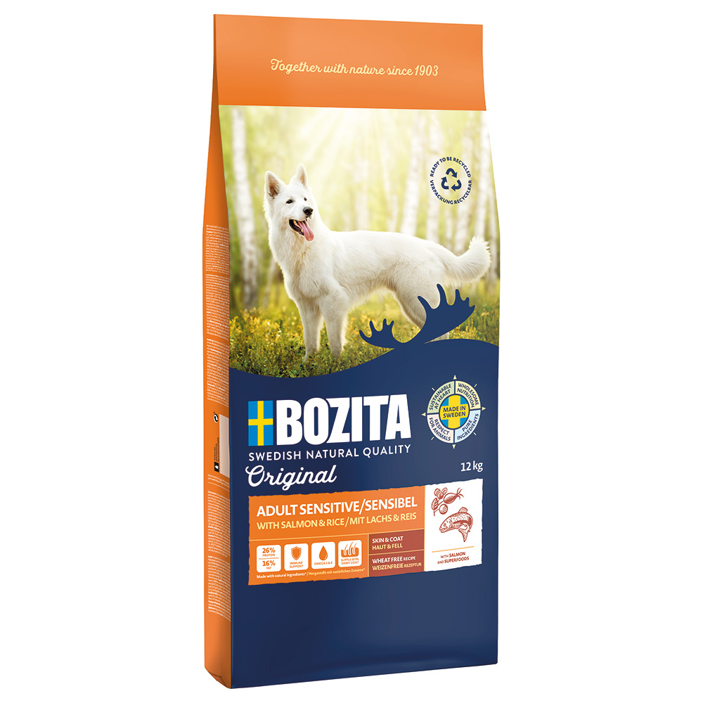 Bozita Original Adult Sensitive Haut & Fell mit Lachs & Reis - Weizenfrei - 12 kg von Bozita