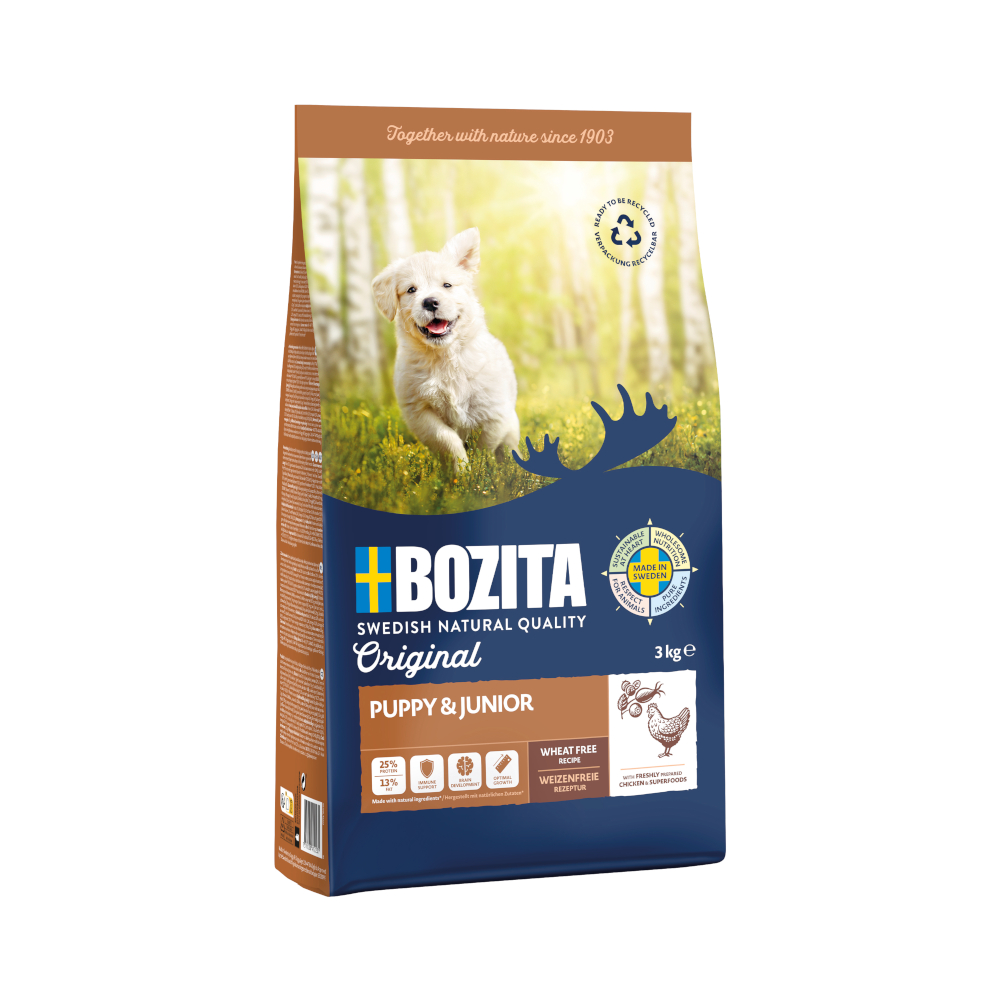 Bozita Original Puppy & Junior mit Huhn - Weizenfrei - 3 kg von Bozita
