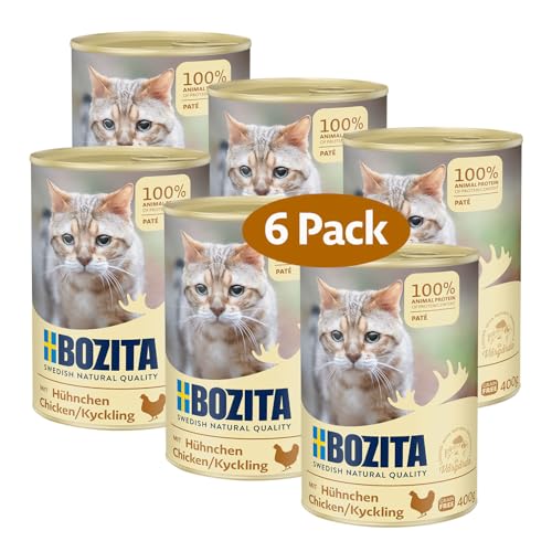 Bozita Paté Hühnchen Getreidefrei – 6x400g Nassfutter für Katzen & Kitten. Alleinfutter mit 9,5 % Protein & 5 % Fett aus hochwertigen, natürlichen Zutaten ohne Getreide - aus Schweden Bozita Paté Hühnchen Getreidefrei – 6x400g Nassfutter für Katzen & Kitten. Alleinfutter mit 9,5 % Protein & 5 % Fett aus hochwertigen, natürlichen Zutaten ohne Getreide - aus Schweden von Bozita