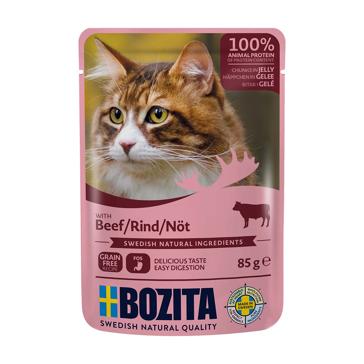 Bozita Pouch Häppchen in Gelee mit Rind 12x85g von Bozita