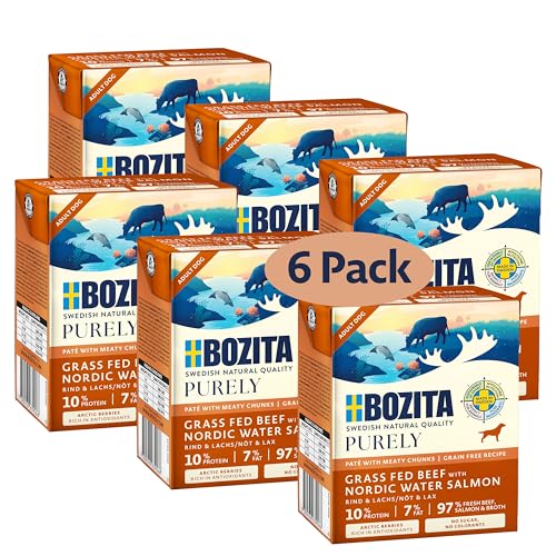 Bozita Purely Paté Adult Lachs – 370g – getreidefreies Nassfutter in der Dose für Hunde – mit 11 % Protein & 6 % Fett – für alle Hundegrößen & Aktivitätslevel – ohne Zucker & künstliche Zusätze Bozita Purely Paté Adult Lachs – 370g – getreidefreies Nassfutter in der Dose für Hunde – mit 11 % Protein & 6 % Fett – für alle Hundegrößen & Aktivitätslevel – ohne Zucker & künstliche Zusätze von Bozita