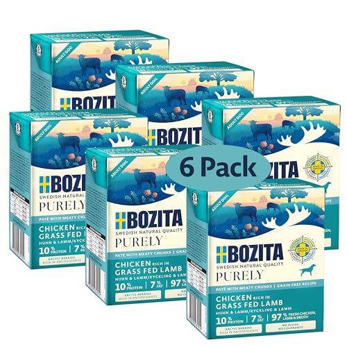 Bozita Purely Paté Adult Lamm – 370g – getreidefreies Nassfutter in der Dose für Hunde – mit 10 % Protein & 7 % Fett – für alle Hundegrößen & Aktivitätslevel – ohne Zucker & künstliche Zusätze von Bozita