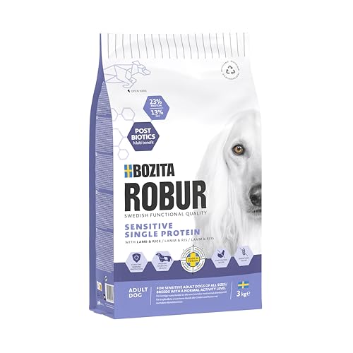 Bozita ROBUR Adult Sensitive Single Protein Lamm 3kg Hundefutter Trockenfutter mit hoher Akzeptanz, Postbiotika und nur Lamm als tierische Proteinquelle von Bozita