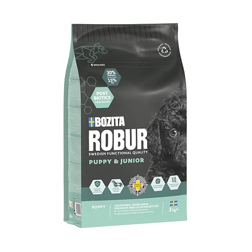 Bozita ROBUR Puppy & Junior Huhn 3kg - Welpenfutter Trockenfutter mit hoher Akzeptanz, Postbiotika ohne Weizen für kleine bis mittelgroße Rassen Bozita ROBUR Puppy & Junior Huhn 3kg - Welpenfutter Trockenfutter mit hoher Akzeptanz, Postbiotika ohne Weizen für kleine bis mittelgroße Rassen von Bozita