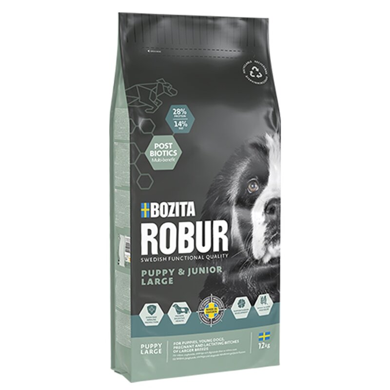 Bozita Robur Puppy & Junior Large - 12 kg (MHD 5/26, alte... (4,66 € pro 1 kg) von Bozita