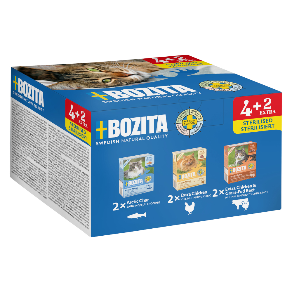 Bozita Tetra Häppchen in Gelee 6 x 370 g - Sterilized Mix (3 Sorten) von Bozita