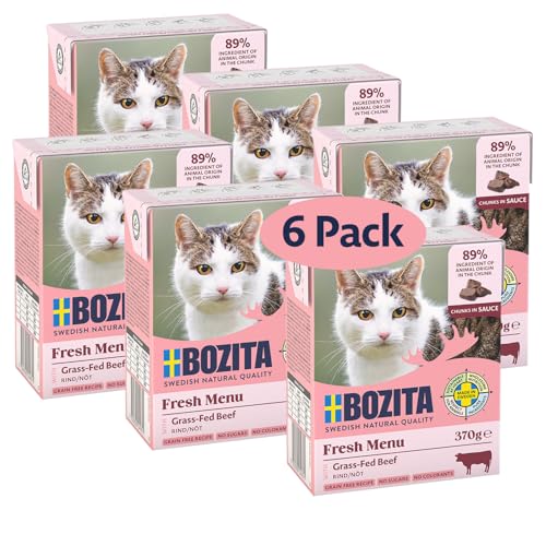 Bozita Tetra Häppchen in Sauce mit Rind – 6x370g Getreide- & zuckerfreies Premium-Katzenfutter ohne Gentechnik – 7,5% Protein & 5% Fett – besonders nahrhaft & schmackhaft Bozita Tetra Häppchen in Sauce mit Rind – 6x370g Getreide- & zuckerfreies Premium-Katzenfutter ohne Gentechnik – 7,5% Protein & 5% Fett – besonders nahrhaft & schmackhaft von Bozita