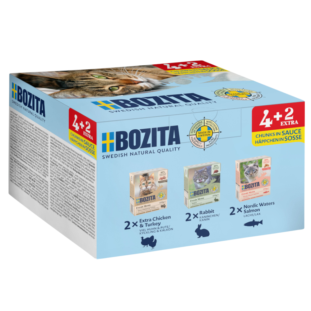 Bozita Tetra Häppchen in Soße 6 x 370 g - Mix (3 Sorten) von Bozita