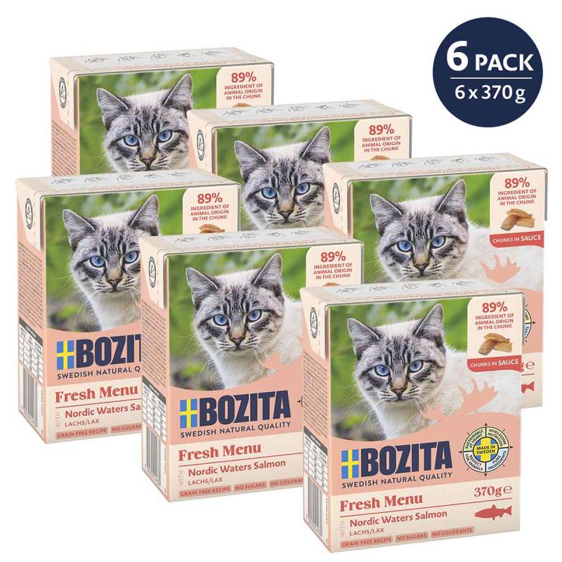 Bozita Tetra Häppchen in Soße mit Lachs 6x370g von Bozita