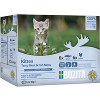 Mixpaket Bozita Häppchen in Soße Kitten - 12 x 85 g Fleisch- & Fischmenü von Bozita