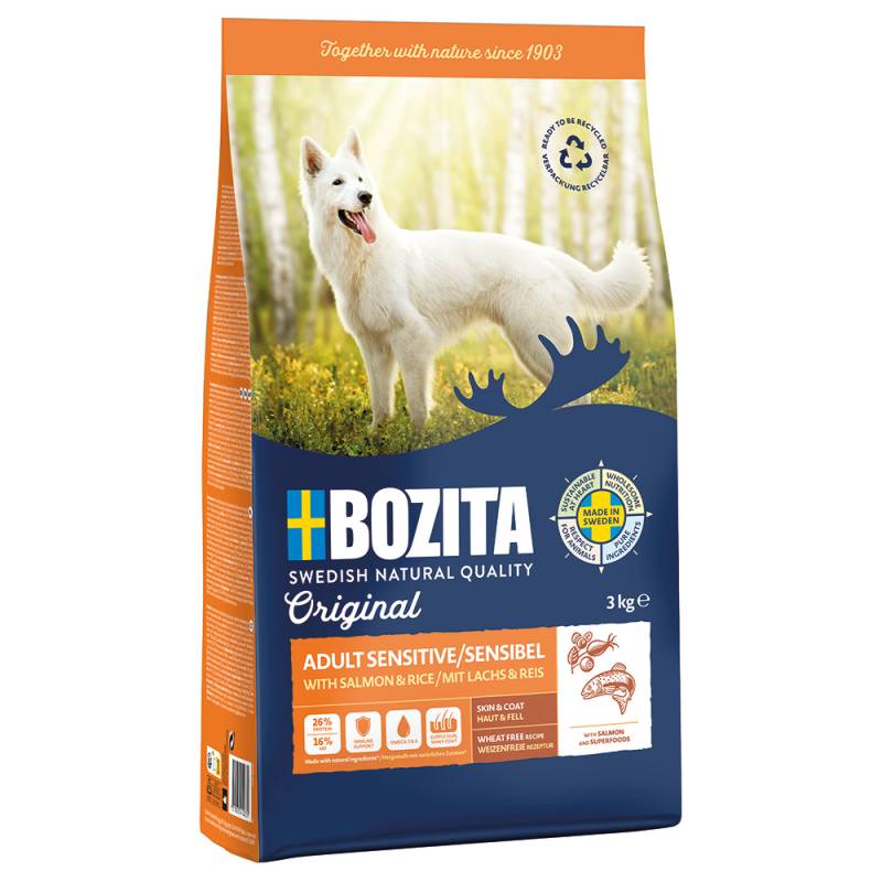 Sparpaket Bozita Original 2 x 3 kg - Adult Sensitive Haut & Fell mit Lachs & Reis von Bozita