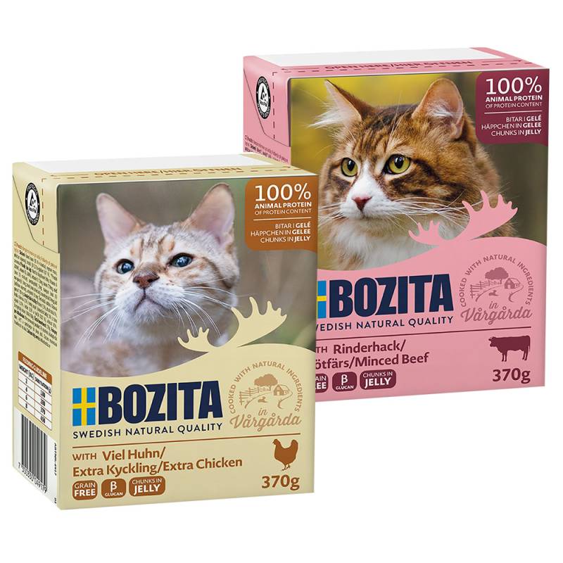 Sparpaket Bozita Tetra Häppchen 24 x 370 g - Mixpaket Gelee (2 Sorten) von Bozita