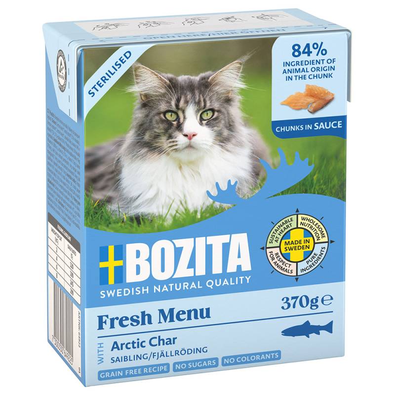 Sparpaket Bozita Tetra Häppchen 24 x 370 g - Soße Sterilised mit Saibling von Bozita