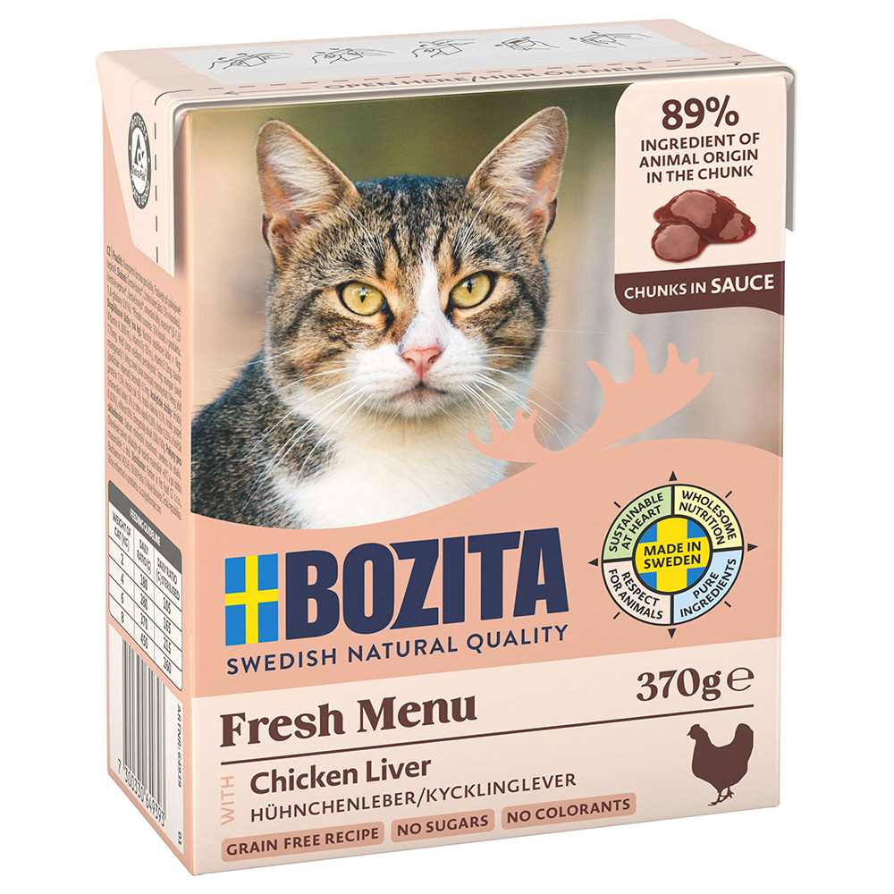 Sparpaket Bozita Tetra Häppchen 24 x 370 g - Soße mit Hühnchenleber von Bozita