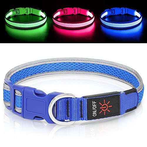Bpawser Hundehalsband Leuchtend USB Aufladbar, LED-Hunde Leuchthalsband für mittelgroße große Hunde, Sicherheit beim Laufen in der Nacht, Blau M Bpawser Hundehalsband Leuchtend USB Aufladbar, LED-Hunde Leuchthalsband für mittelgroße große Hunde, Sicherheit beim Laufen in der Nacht, Blau M von Bpawser