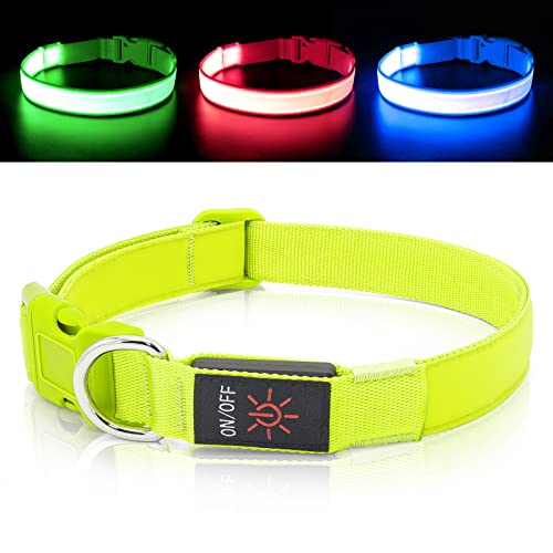 LED Hundehalsband Leuchtende Hundehalsbänder USB Wiederaufladbar, Einstellbare Größe Heavy Duty TPU Nylon Gurtband Glow Sicherheit Basic Hundehalsbänder für große mittelgroße Hunde (M, Neongrün) LED Hundehalsband Leuchtende Hundehalsbänder USB Wiederaufladbar, Einstellbare Größe Heavy Duty TPU Nylon Gurtband Glow Sicherheit Basic Hundehalsbänder für große mittelgroße Hunde (M, Neongrün) von Bpawser