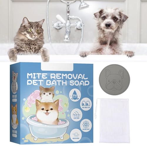 Pet Bath Soap Festes Shampoo Naturseife Tierpflege Shampoo Beruhigende Natürliche Shampoo Seifenstücke für Katzen, Entwirrt und Beseitigt Schmutz, Tägliche Pflege für Alle Katzen- & Hunderassen von Bploar
