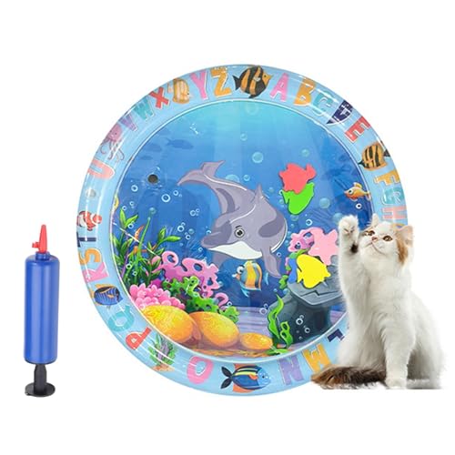 Bpoeee Pet Water Bed, Thickened Anti-Scratch Design Water Pet Pads, Cooling Mat for Dogs and Cat, Cat Water Mat with Fish for Pets Playing Sleeping (25.6IN-A) von Bpoeee