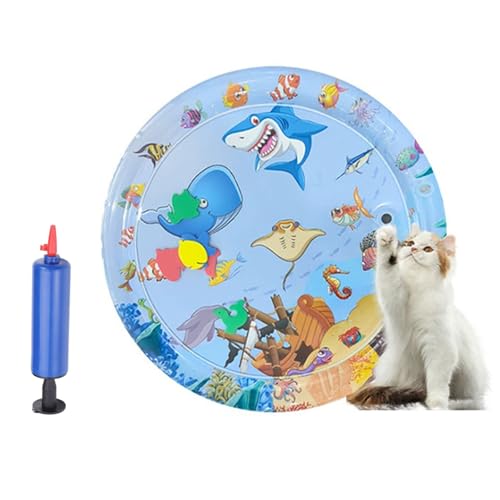 Bpoeee Pet Water Bed, Thickened Anti-Scratch Design Water Pet Pads, Cooling Mat for Dogs and Cat, Cat Water Mat with Fish for Pets Playing Sleeping (25.6IN-B) von Bpoeee